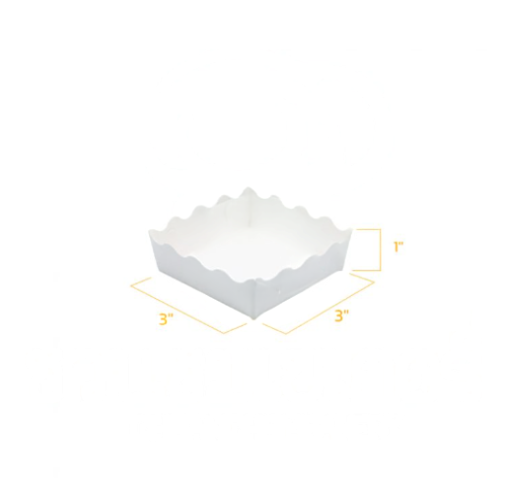 ยกลัง (DW302-3) ถาดใส่ขนมสีขาว กระดาษ 3"x3" 100แผ่น Food Grade