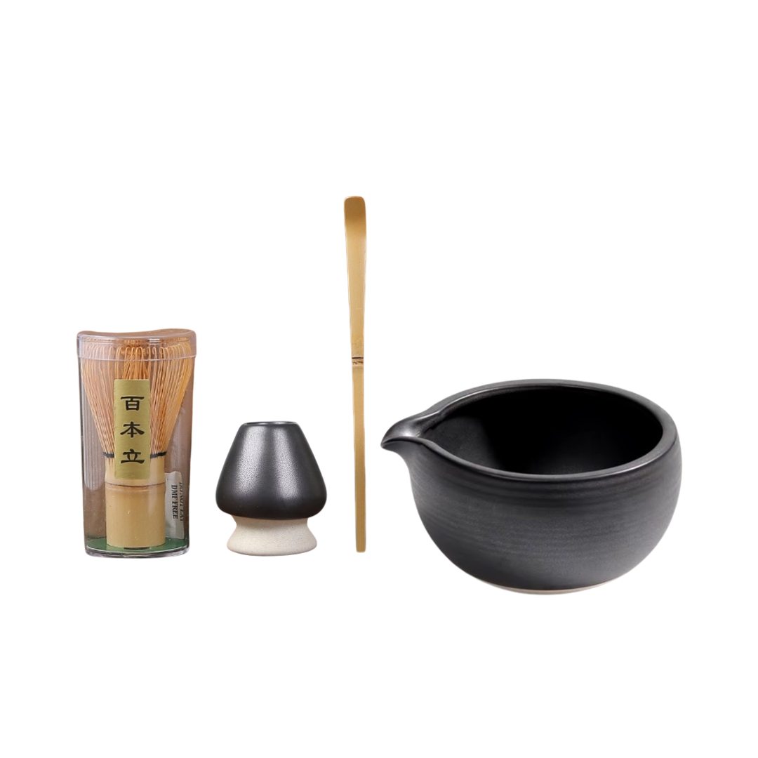 Matcha Set 4 ชิ้น เลือกสีถ้วยได้ ถ้วยเซรามิค หนาพิเศษ