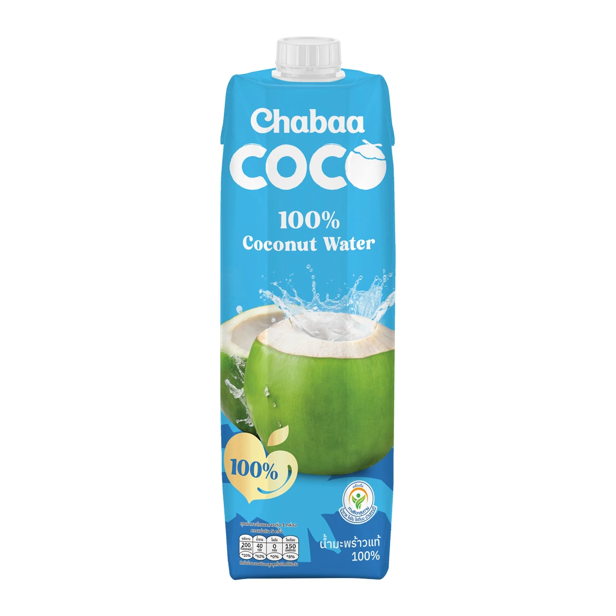 ยกลัง Chabaa น้ำมะพร้าว 100% COCONUT Water 1000ml.