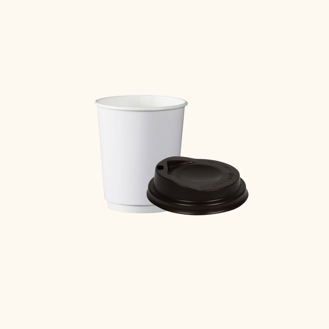 ฝา+แก้วกระดาษ Double wall 8oz สีขาว
