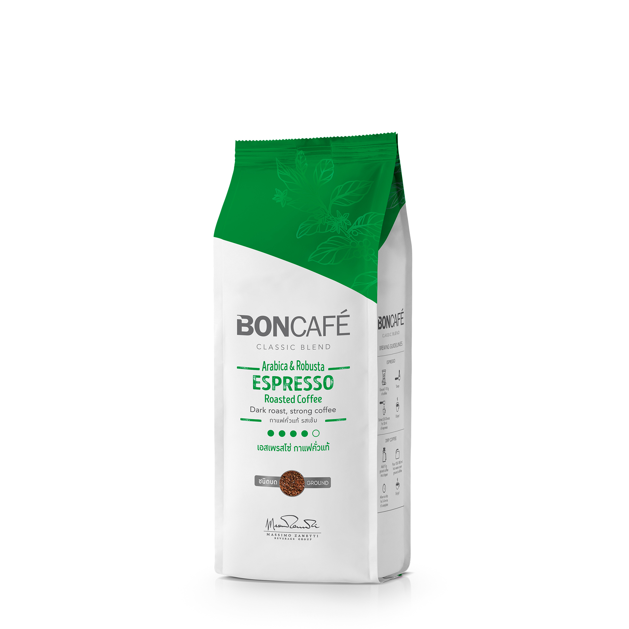 BonCafe Espresso Roasted Coffee Ground ถุงเขียว (ชนิดบด)