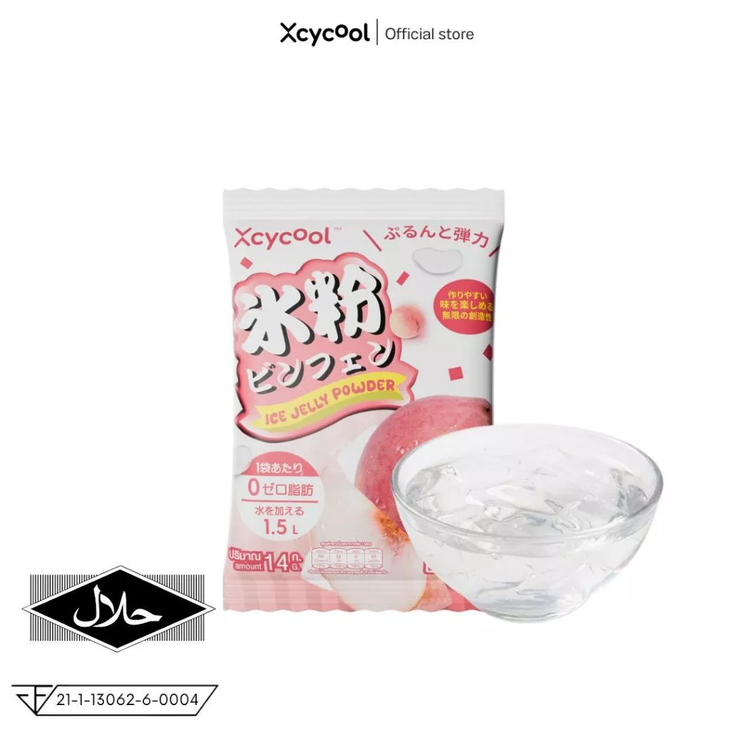 แพ็ค10กล่อง ผงวุ้นปิงเฟิ่น พีช Xcycool 14g