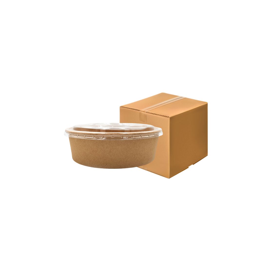ยกลัง ชามกระดาษคราฟท์ ทรงกลม 1100ml (18x5x16cm) 50ชุด