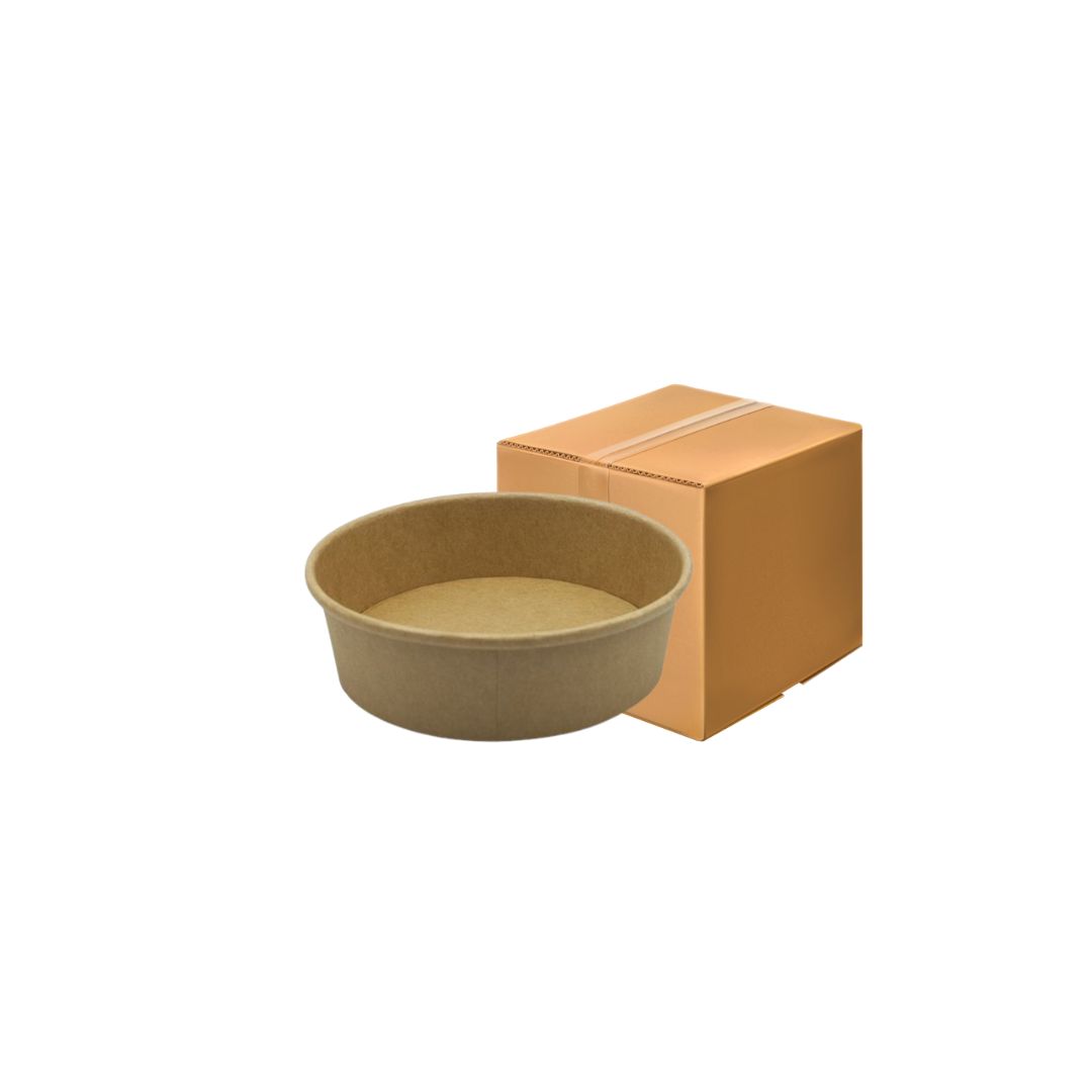 ยกลัง ชามกระดาษคราฟท์ ทรงกลม 500ml (15x4.8x12.8cm) 50ชุด