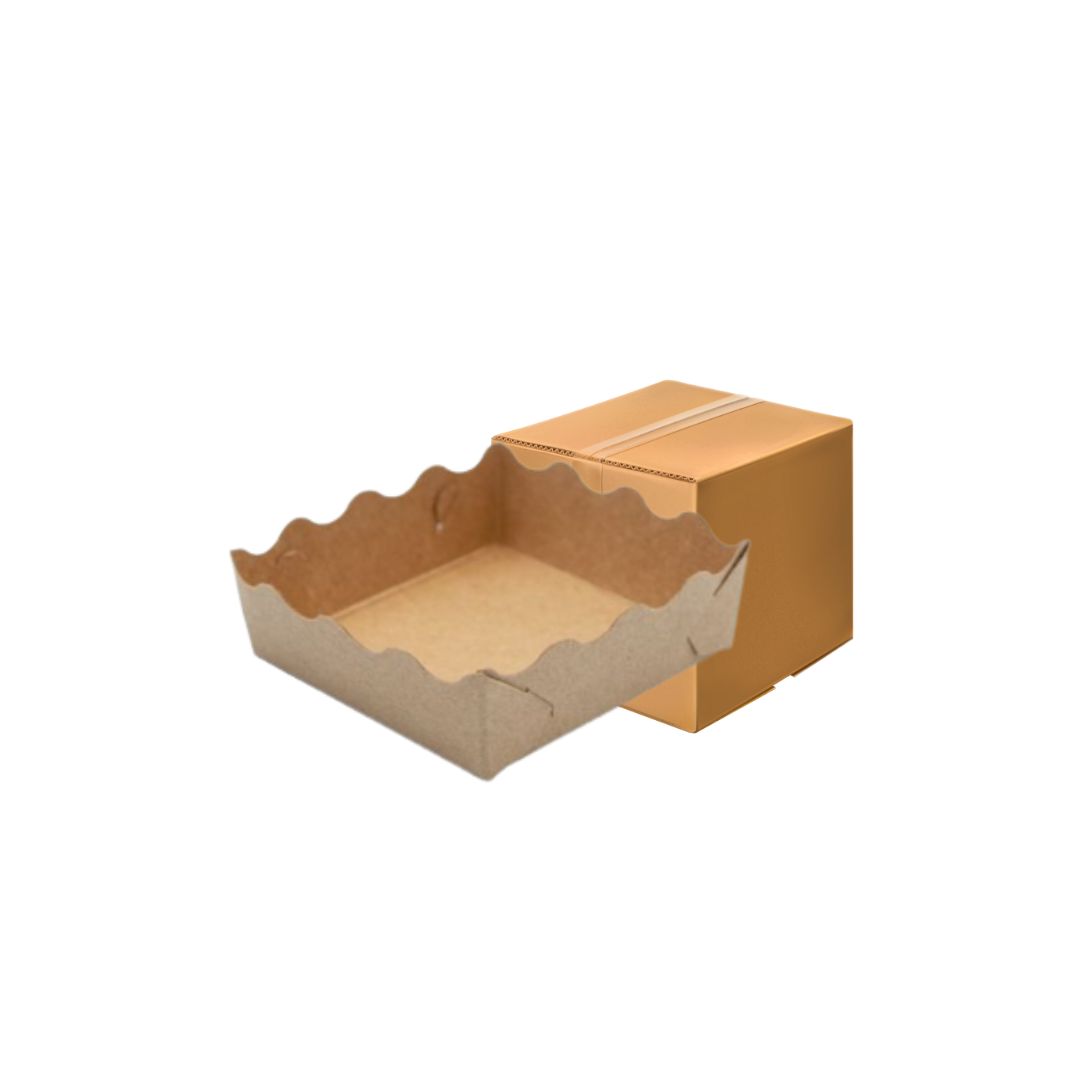ยกลัง (DK301-4) ถาดใส่ขนมสีน้ำตาล กระดาษ 4"x4" 100แผ่น Food Grade