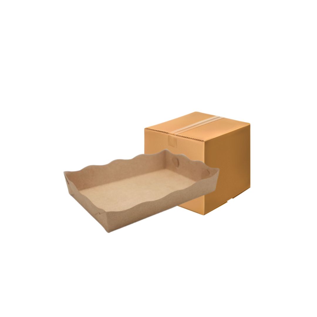 ยกลัง (DK301-2) ถาดใส่ขนมสีน้ำตาล กระดาษ 4"x6" 100แผ่น Food Grade